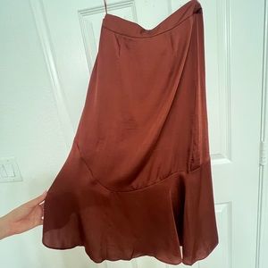 Free people satin midi skirt with slit